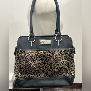 Chaps leopard print large shoulder bag